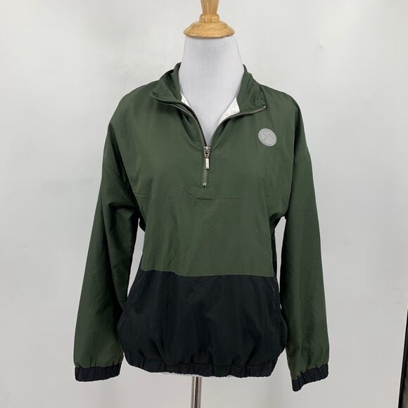 Zyia Active Jacket Womens XS Extra Small Avocado Black Rain Windbreaker 1/4 Zip - Picture 2 of 12
